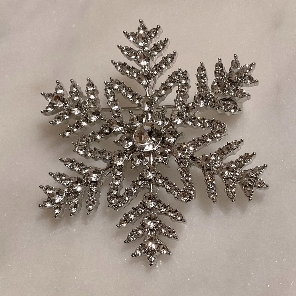 Snowflake Silver Toned Brooch Pin
